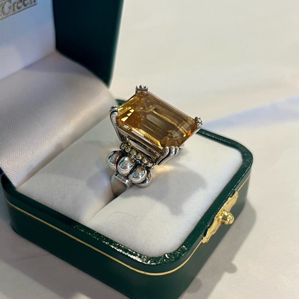 Lagos Silver and Gold Ring with Citrine Stone - Picture 2 of 6